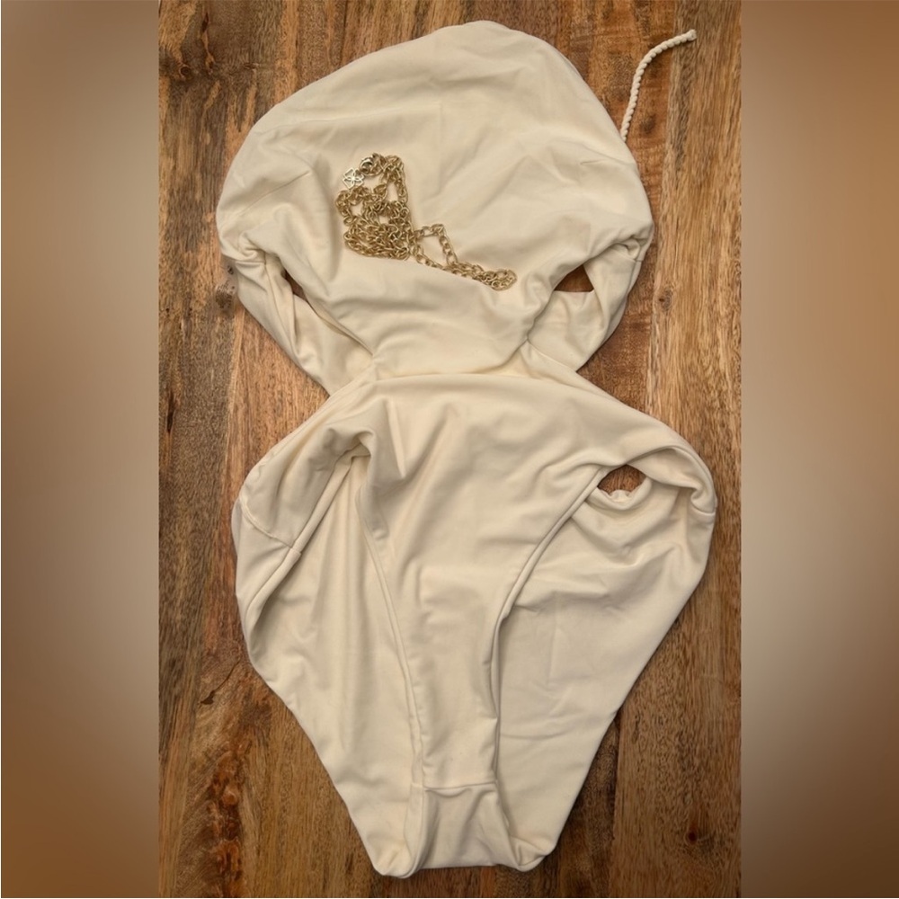 DEVON WINDSOR Cream Halter Cutout One Piece - Picture 5 of 5